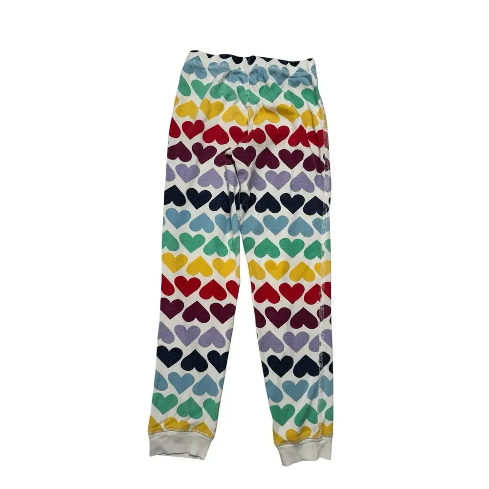 PRIMARY Rainbow Heart Stripes Long John Pajama Set Size 6-7 Kids Organic Unisex